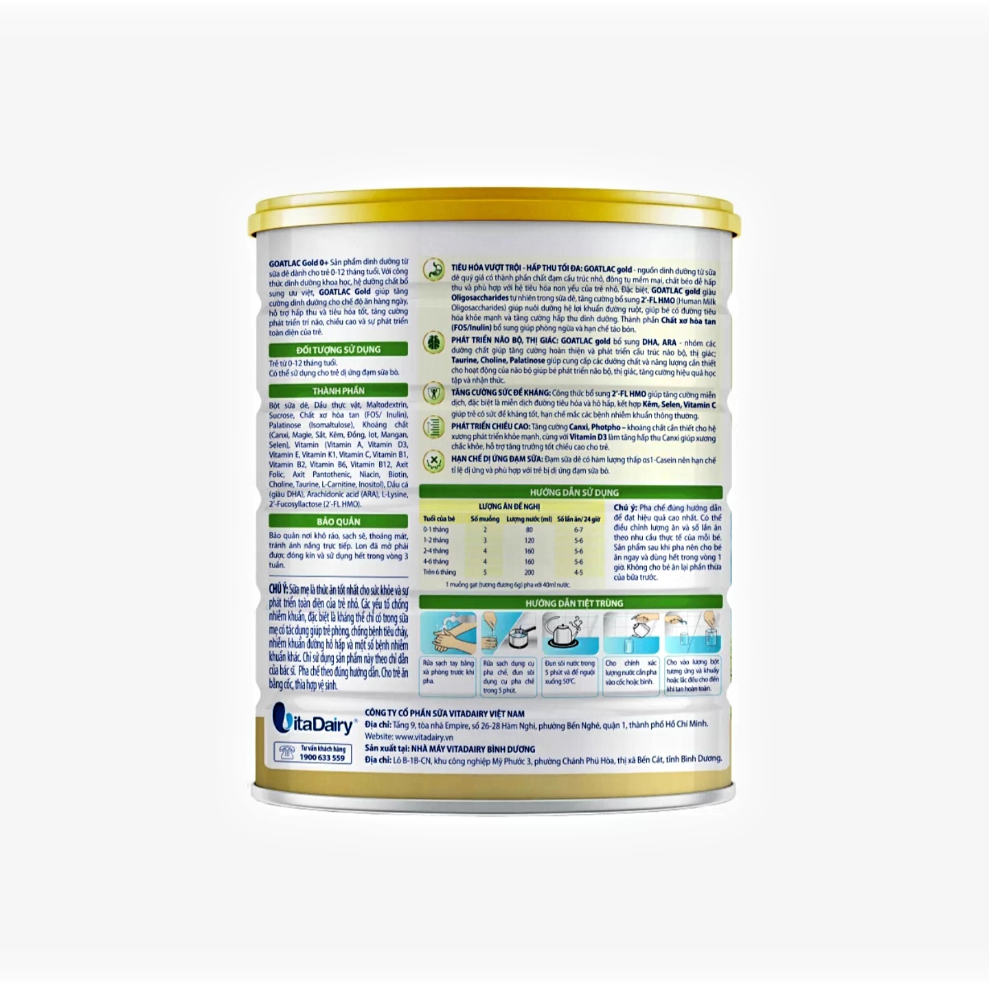 (HSD T6-2025) (Quét Mã QR - TL Điểm) Sữa Dê Vitadairy Goatlac Gold 0+ 800g.