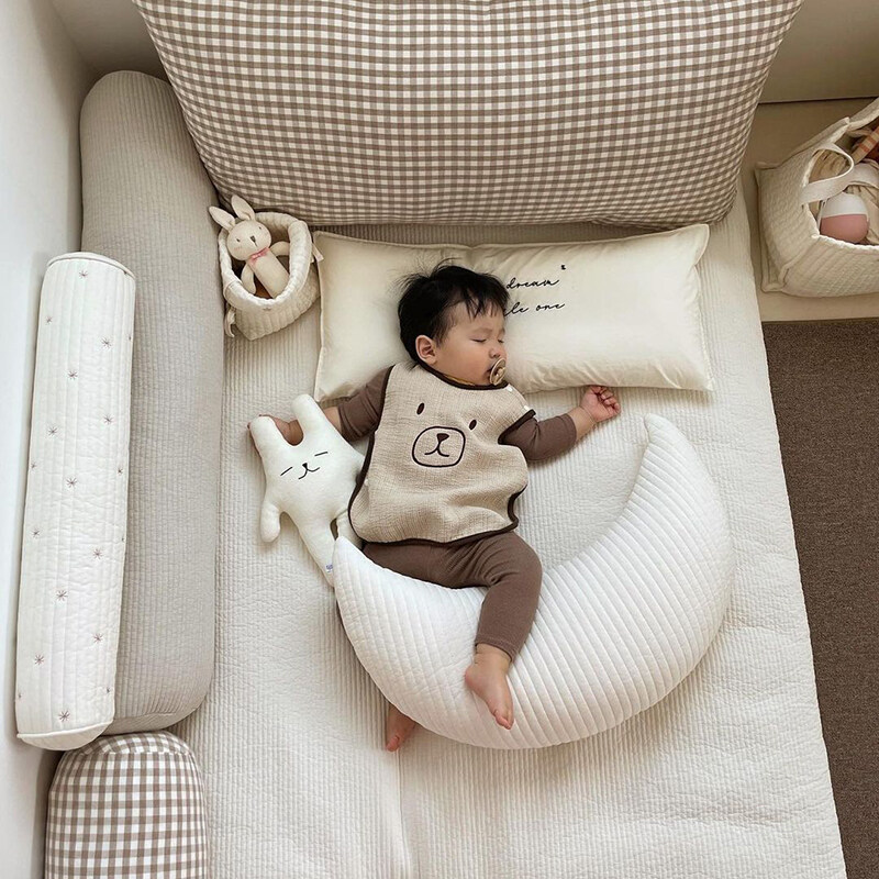 Gối Chăm Sóc Trẻ Sơ Sinh Đa Năng Gối Ngủ Em Bé-Gối Mặt Trăng Bằng Cotton Có Thể Tháo Rời Đệm Sofa Trang Trí Nội Thất