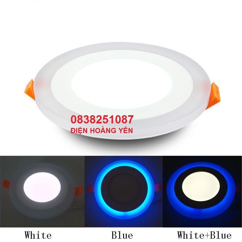 Đèn Led âm trần Tròn 9w viền xanh dương