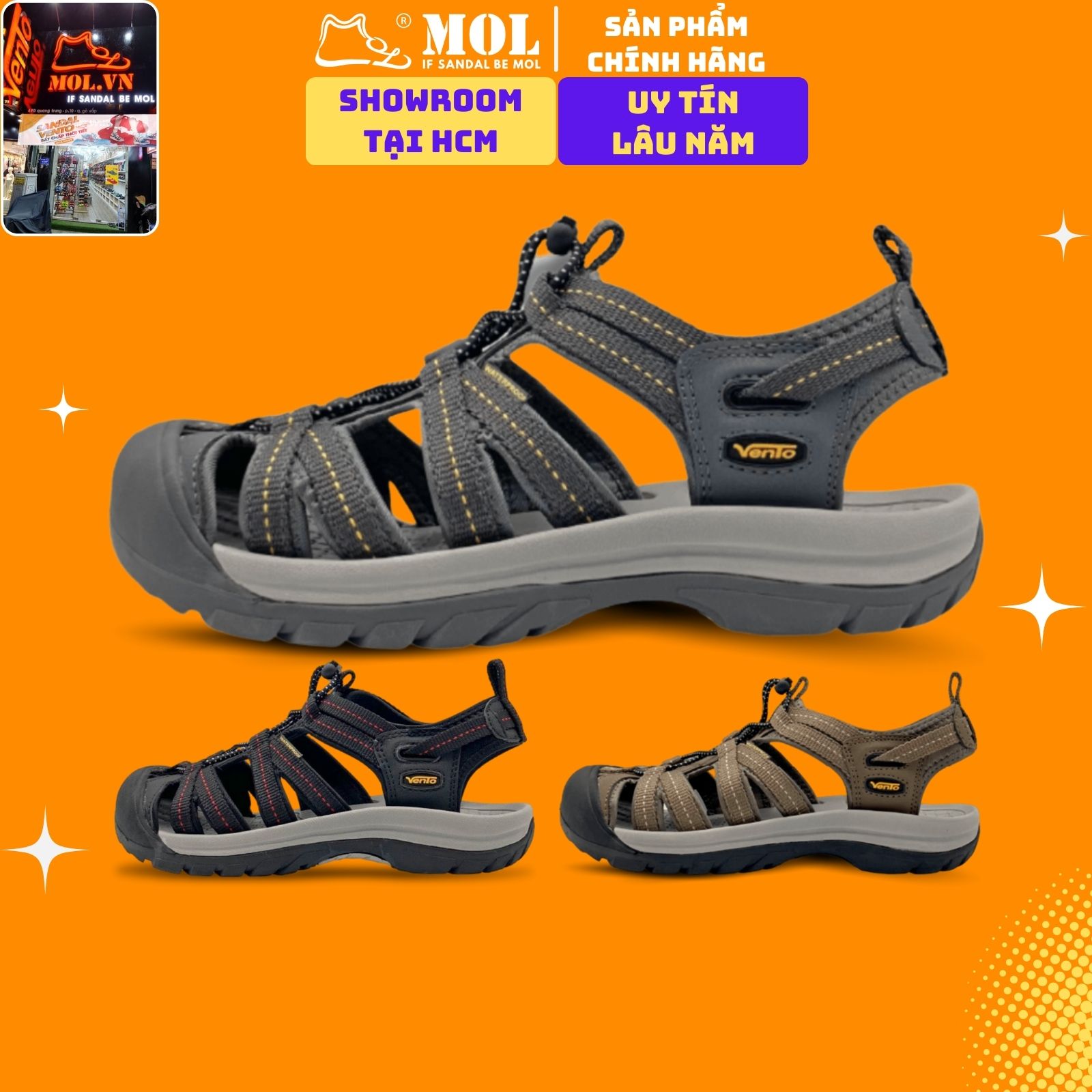 Giày sandal nam bít mũi Vento SD08003 có big size 44