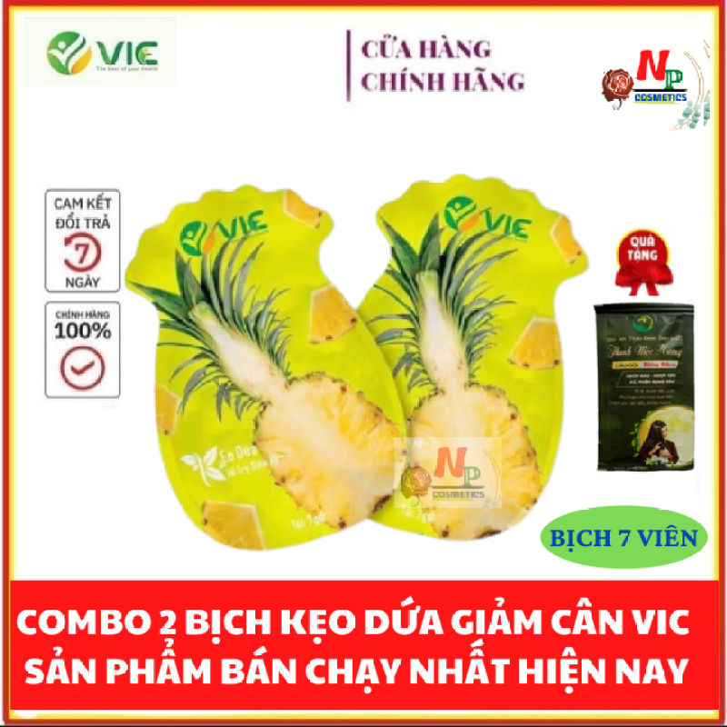 Combo 2 Bịch Kẹo dứa giảm cân VIC Organic - giảm cân nhanh, hiêụ quả nhập khẩu