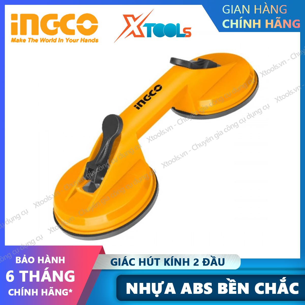 Suction cups Glass 2 head ingco HSU025001 115mm suction cups vacuum plastic abs high-strength weight lifting maximum diameter 50kg [XTools] [xsafe]