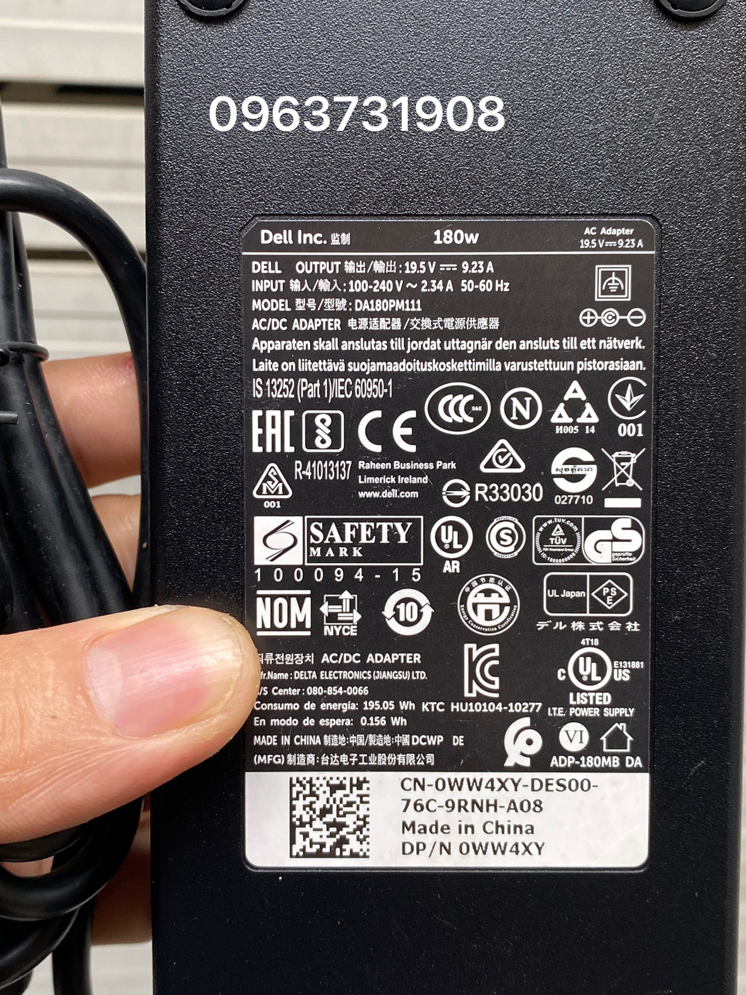 Cục sạc pin cho Laptop Dell Precision M4800 hàng zin tháo máy Dell