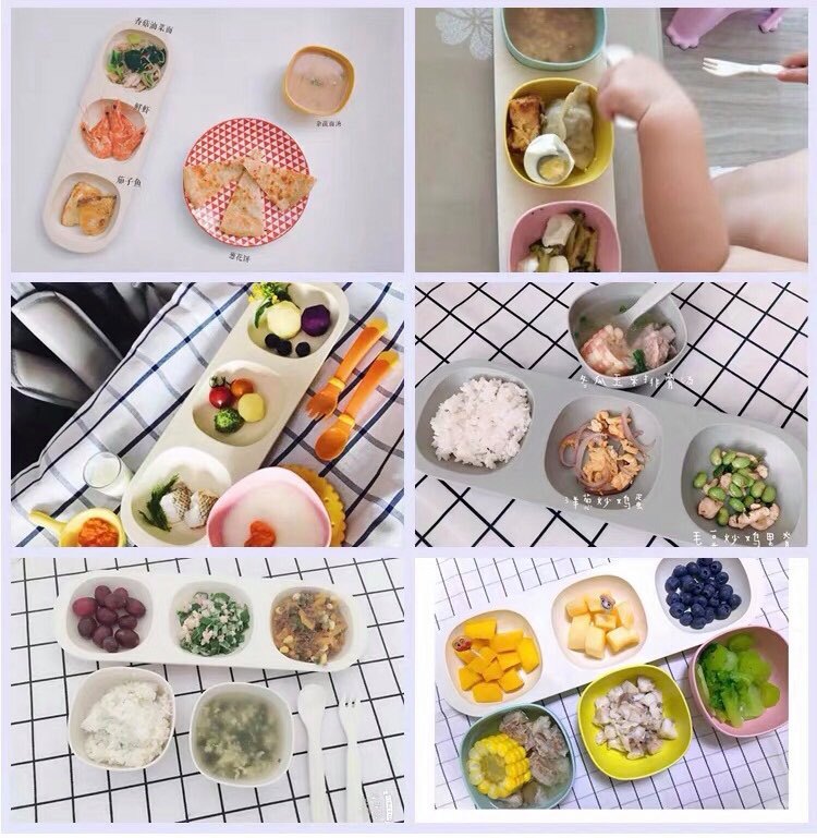 Khay ăn dặm sợi tre 3 ngăn cho bé (không bao gồm bát, thìa dĩa)