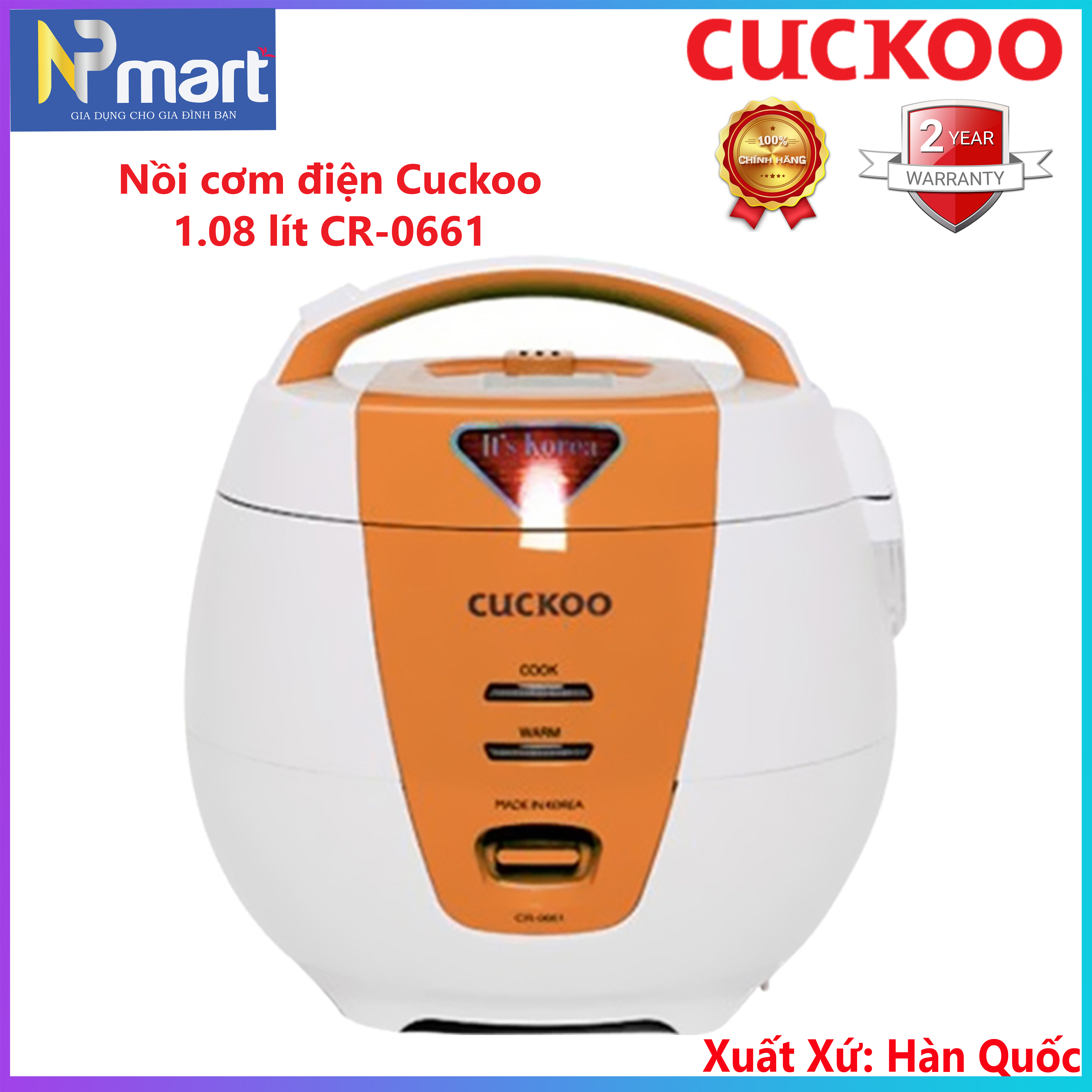 Nồi cơm điện Cuckoo 1.08 lít CR-0661 (nhập khẩu Hàn Quốc)