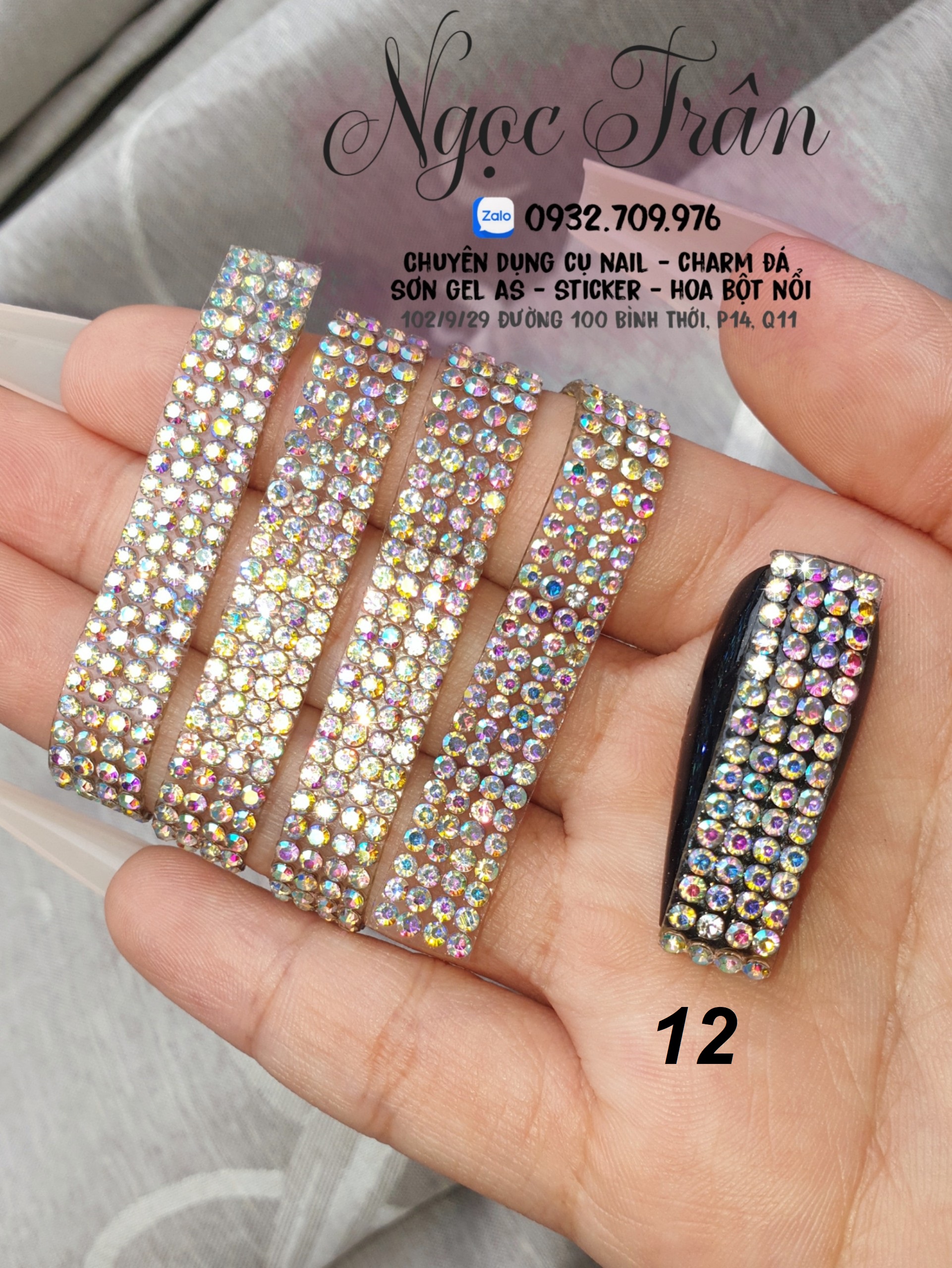 Cuộn charm dây đá viền trang trí móng