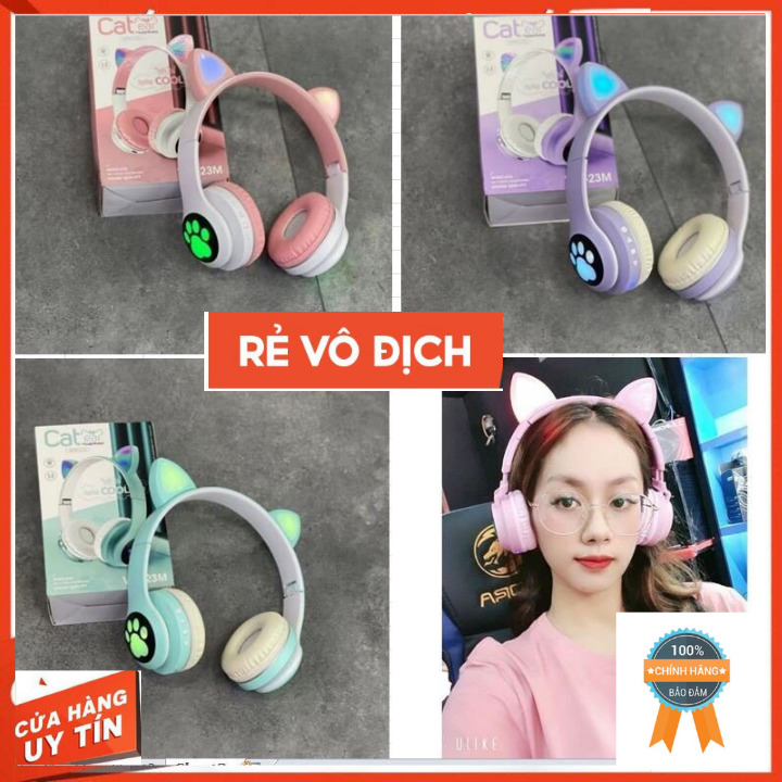 Tai Nghe Mèo 23M Kết Nối Bluetooth Không Dây Chụp Tai .Tai Mèo Dễ Thương Có Mic Âm Bass Mạnh Mẽ.