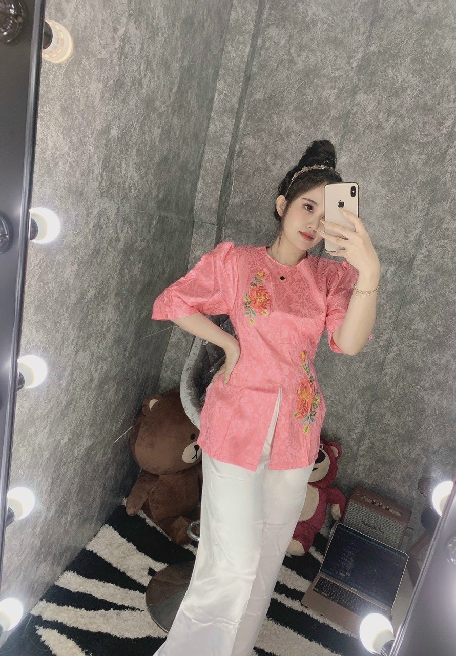 ÁO BÀ BA CÁCH TÂN LỤA GẤM DÂY KÉO
