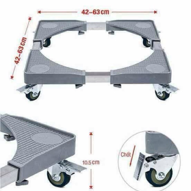 Chân đế kê máy giặt, tủ lạnh có 4 bánh xe cao cấp, siêu chắc