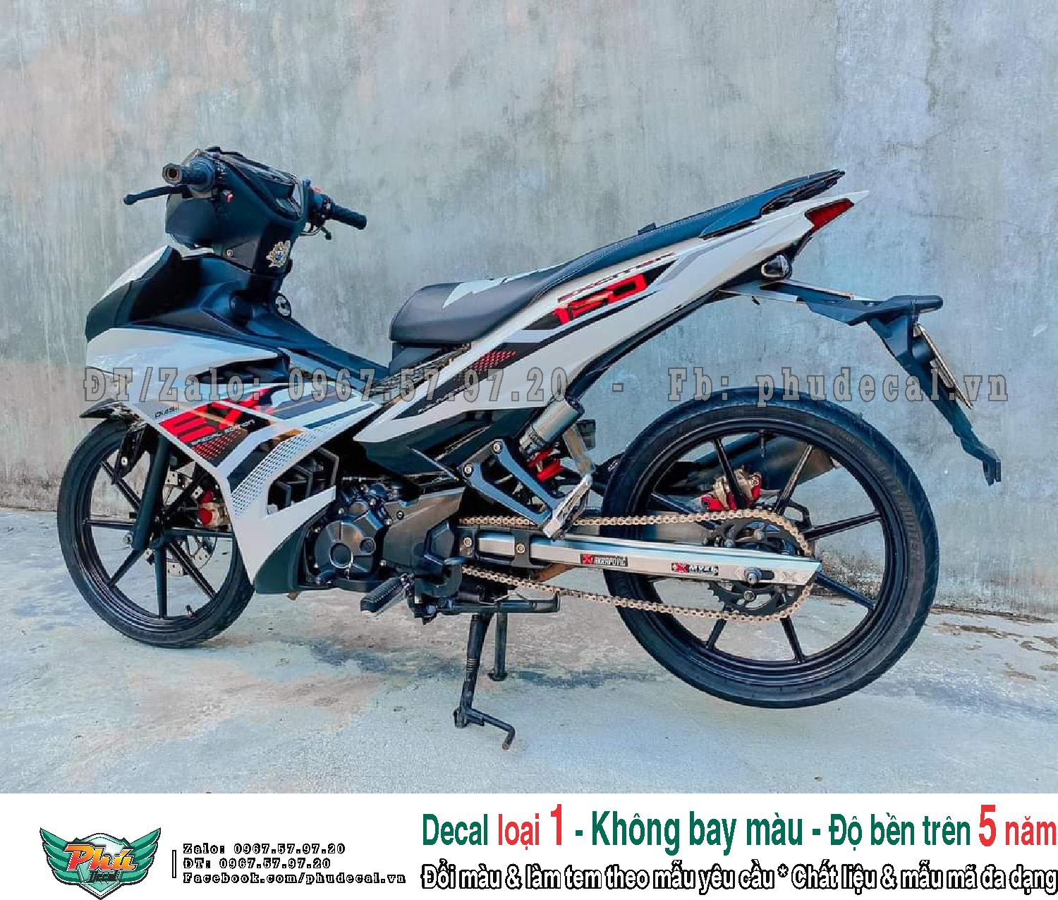Tem rời xe exciter 150 y15zr trắng đỏ đen
