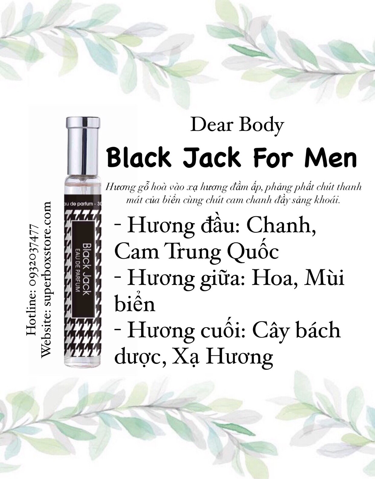 NƯỚC HOA DEAR BODY - EAU DE PARFUME 30ml - DÀNH CHO NAM