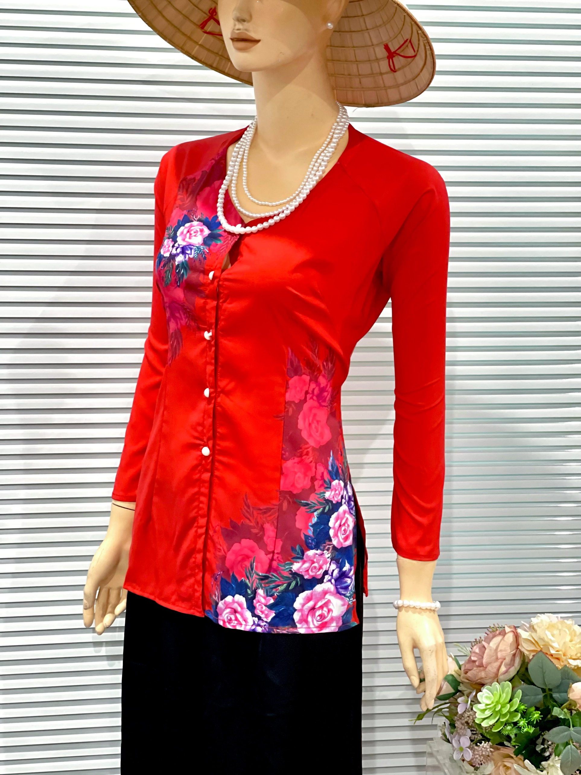 ÁO BÀ BA VẢI LỤA TÂY THI HOA