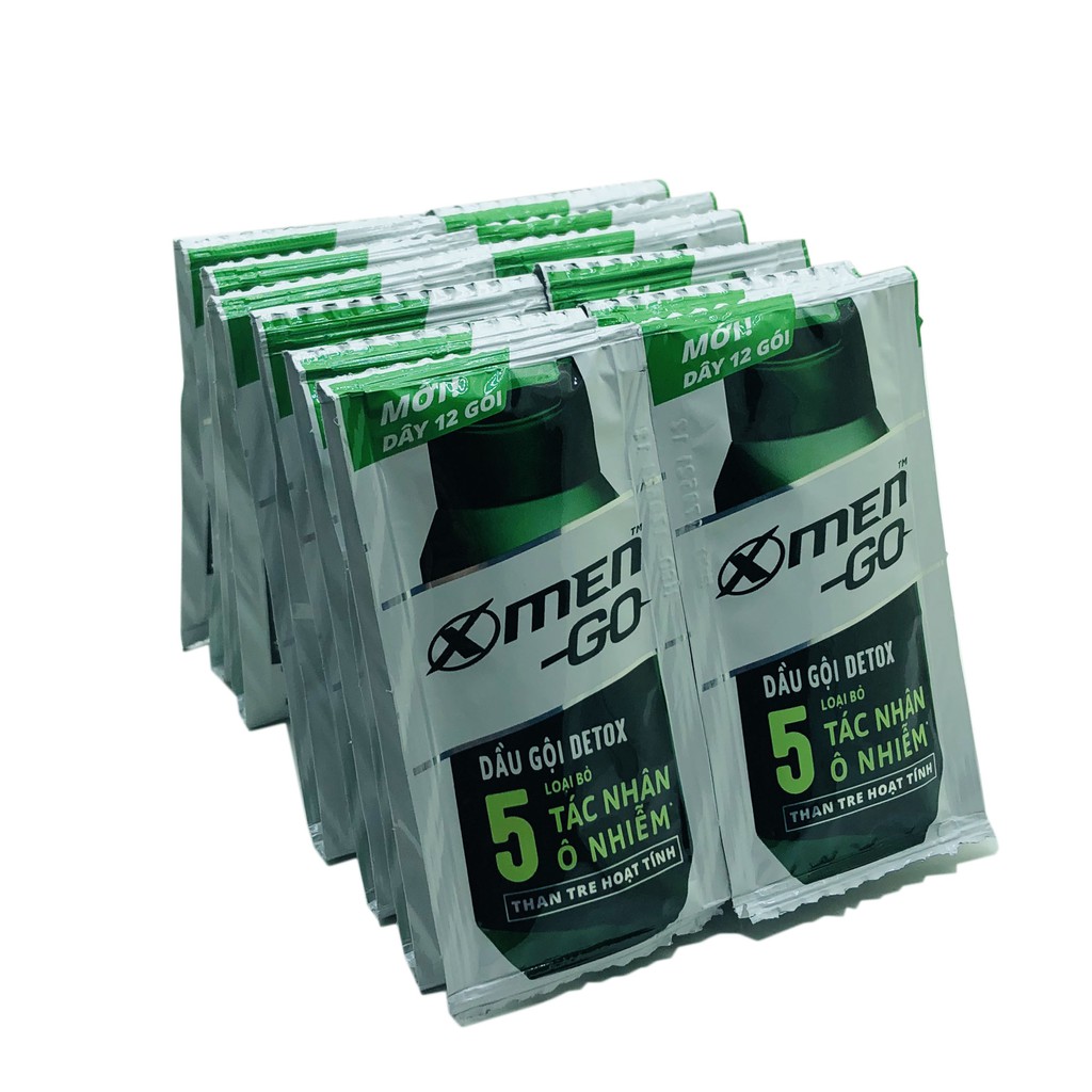 >> SO SÁNH GIÁ DẦU GỘI TRỊ GÀU DẠNG GÓI | Shopee Lazada Sendo Tiki 4 Combo 60 gói Dầu gội ngăn gàu X-men Go Detox 5gr/gói - Dạng gói tiện dụng cho nam
