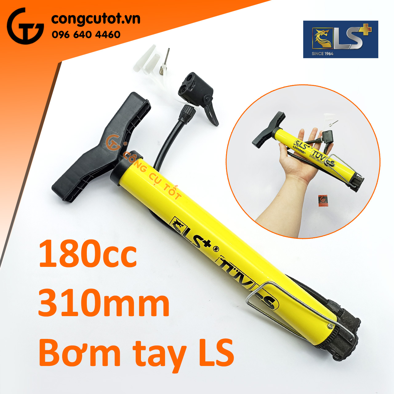 Bơm xe đạp, xe máy bằng tay hiệu LS+