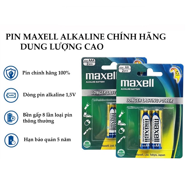 Pin AA  Maxell alkaline vỉ 2 viên