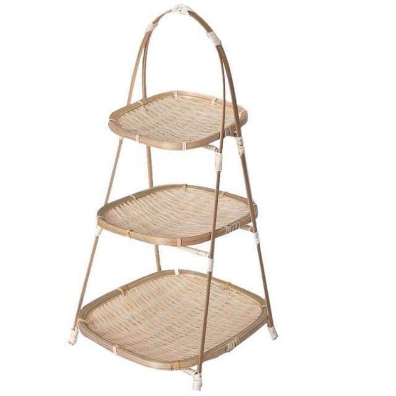 Kệ mẹt tre 3 tầng hình vuông