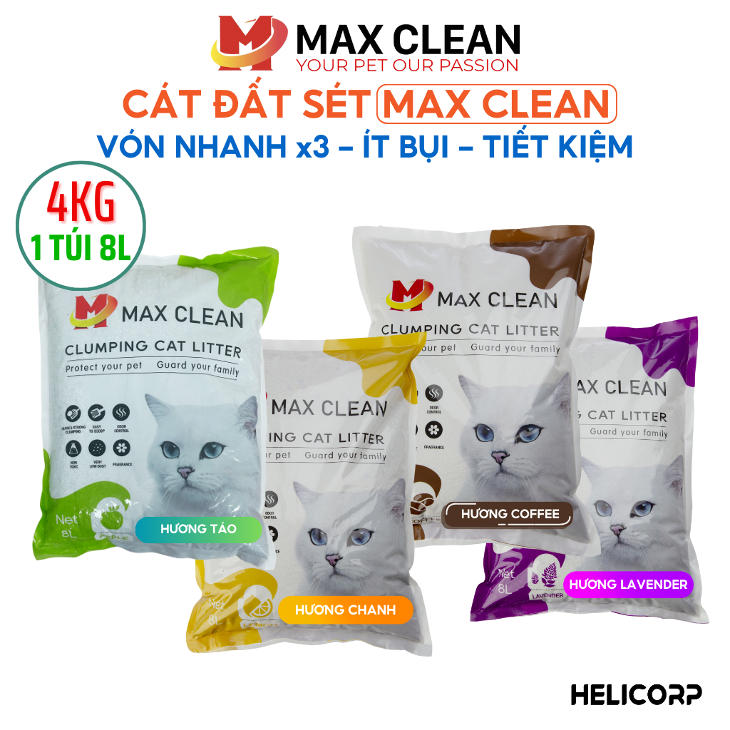 [1 tải 6 bịch=24Kg] Cát Mèo Cát Vệ Sinh Cho Mèo Max Clean