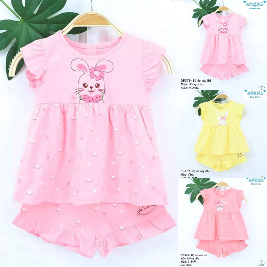 Dokma - Bộ áo váy Bé Gái 9-24M