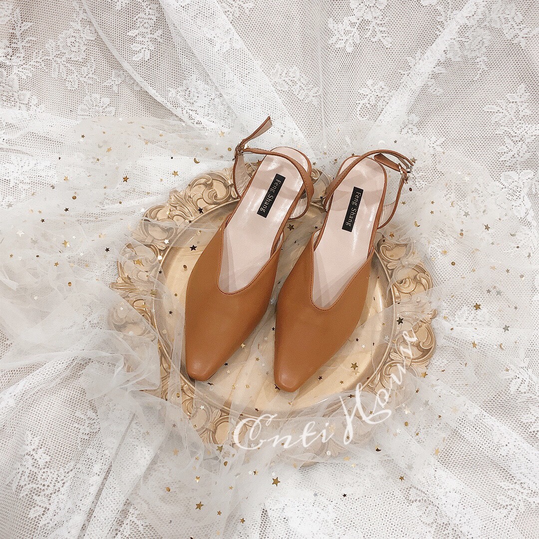 {HCM / CÓ SẴN / ẢNH THẬT} GIÀY SANDAL BÍT MŨI HỞ GÓT MÀU NÂU SIZE 38