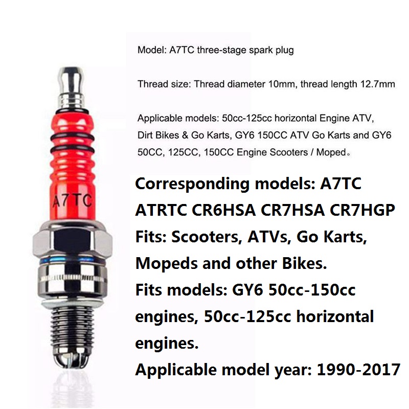 【Có hàng sẵn】 A7TJC Bugi đánh lửa 3 điện cực chuyên dụng dành cho xe máy 50CC-150CC