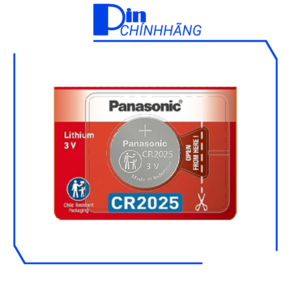 Vỉ 1 Pin Panasonic CR2025 Lithium 3V chín hãng (Pin CMOS, đồng hồ, remote, smartkey, v.v...)