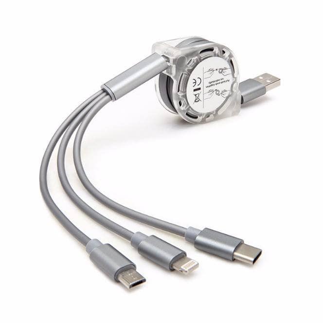 Cáp sạc 3 đầu rút gọn Micro USB, sam sung, oppo, iphone, Typy C
