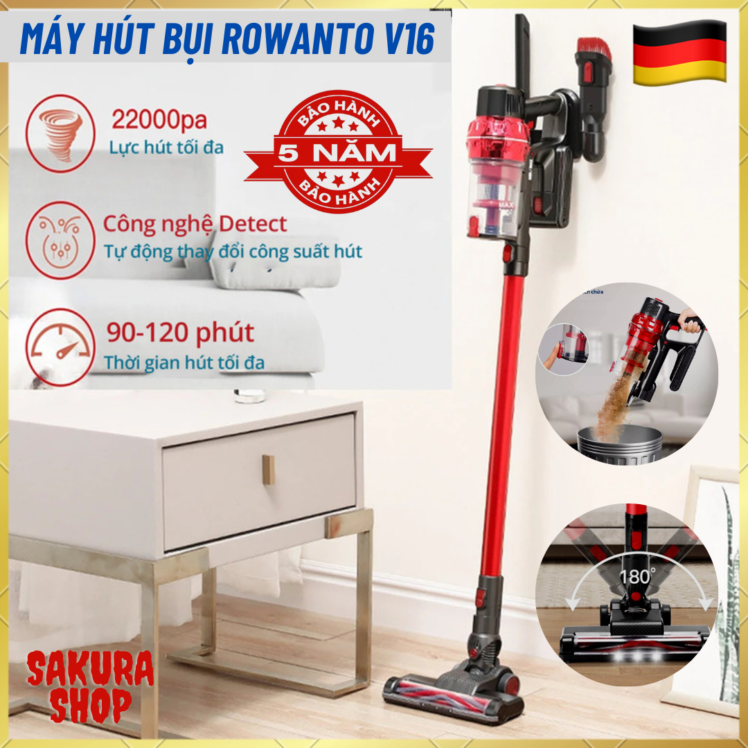 Máy hút bụi cầm tay đa năng thông minh Thương hiệu Đức Rowanto, Máy hút bụi gia đình Không Dây loại tốt  Công suất cực mạnh,, Máy hút bụi mini chăn đệm tốt hơn Máy hút bụi cầm tay xiaomi, deerma, philips