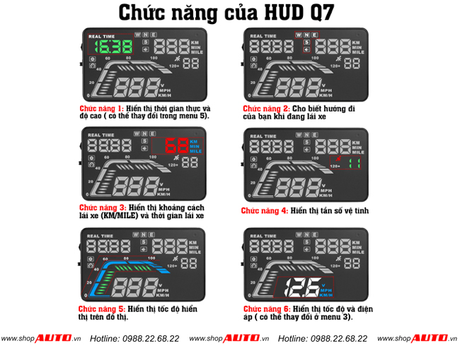 Thiết bị hiển thị tốc độ HUD Q7