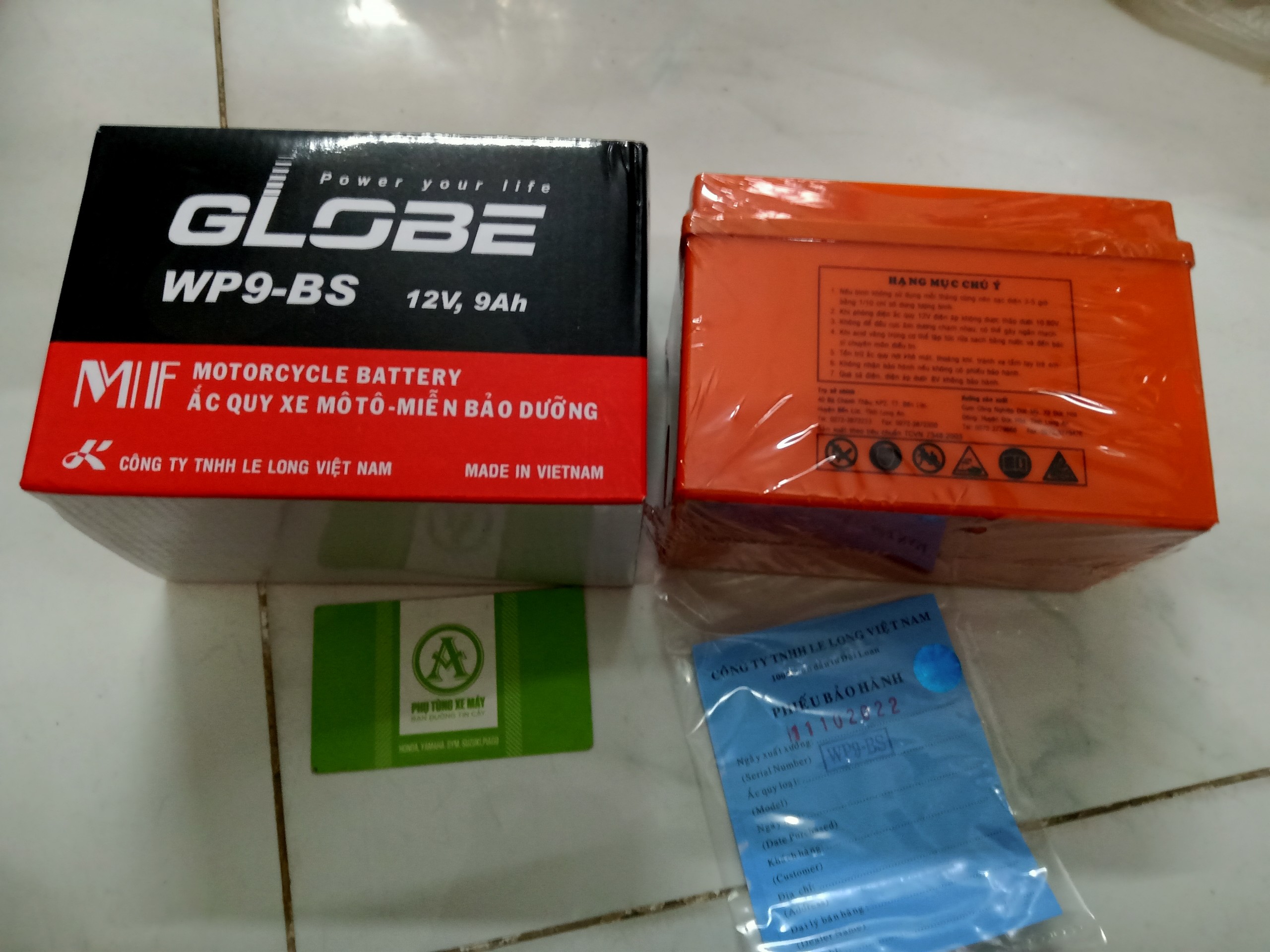 Bình Ắc Quy GLOBE WP9-BS (12V, 9Ah) cho xe SPACY