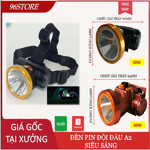 Đèn Pin Đội Đầu A2 30W-60W Chiếu Xa Siêu Sáng Full Box