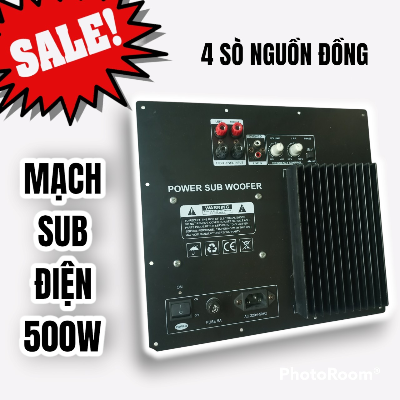 Mạch SUB Điện 500W, 4 Sò Lớn ,Nguồn Đồng