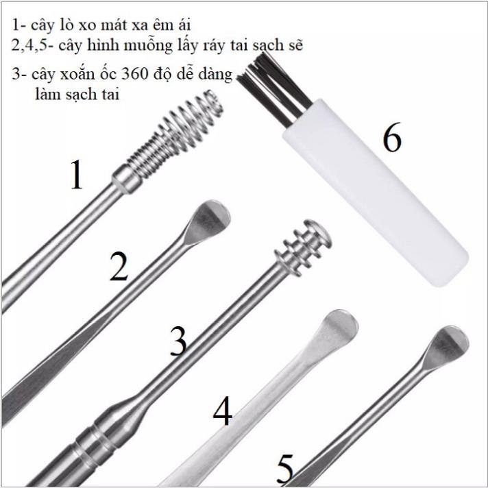 [FREESHIP] Bộ 5 Dụng Cụ Lấy Ráy Tai iNox (Hộp Nhựa)
