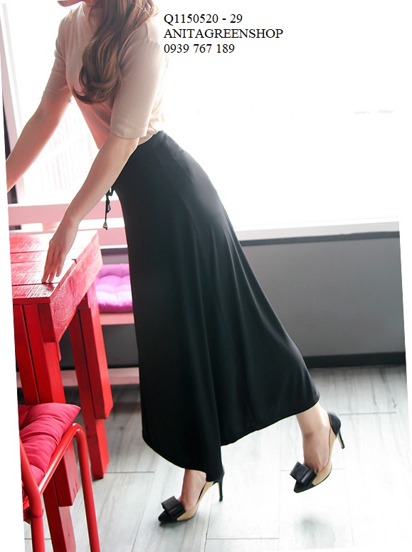Q1150520  CHÂN VÁY MAXI MÀU ĐEN