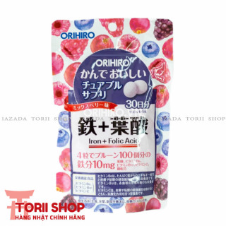 Viên ngậm bổ sung sắt và acid folic Orihiro 120 viên hàng nội địa Nhật Viên uống tăng cường tuần hoàn máu thumbnail