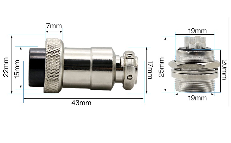 Bộ giắc cắm đực cái GX19 4 chân