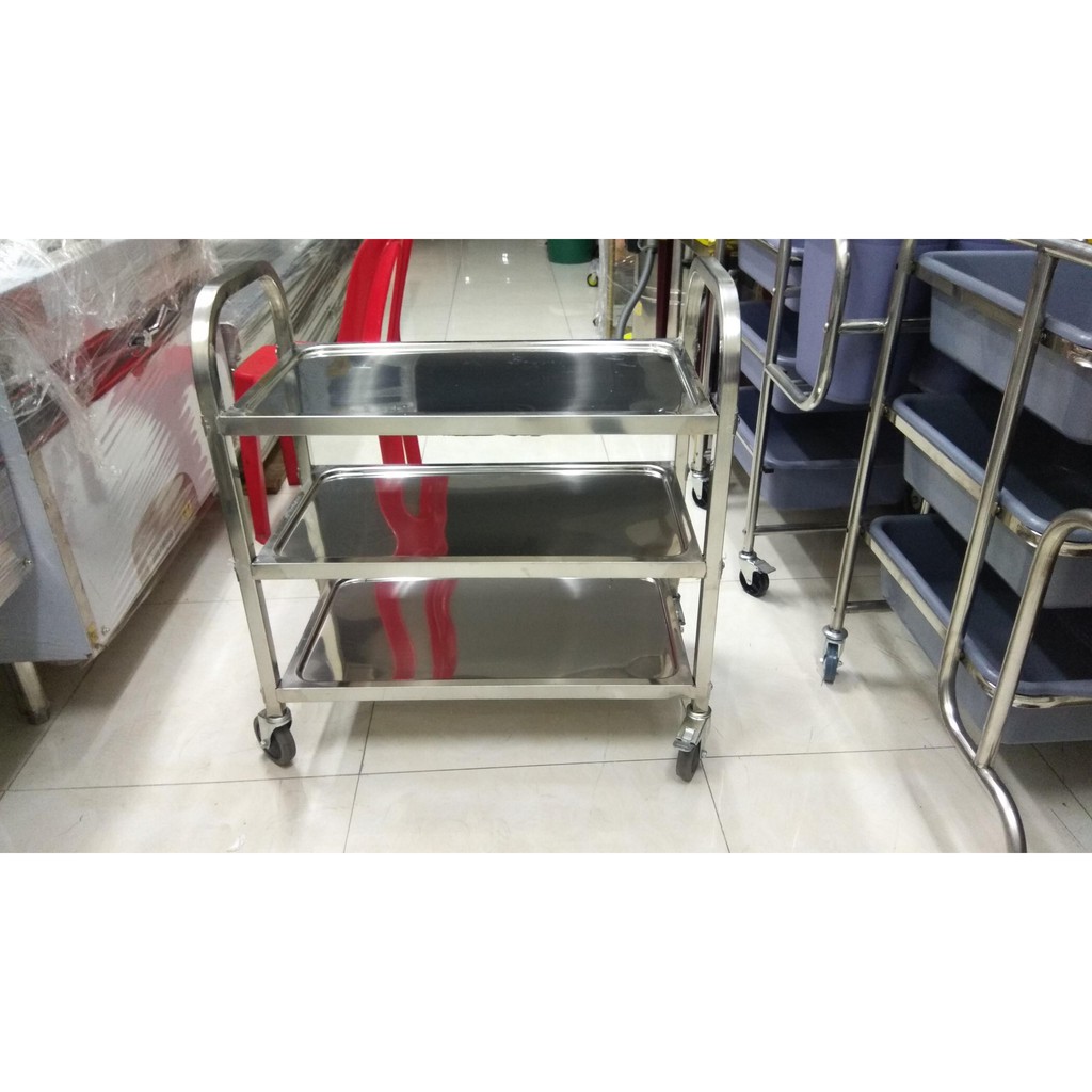 Xe đẩy thức ăn 3 tầng bằng inox