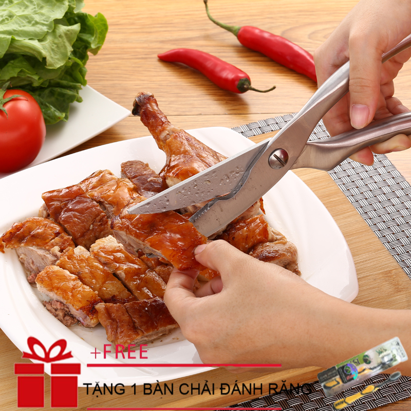 [ TẶNG 1 BÀN CHẢI ĐÁNH RĂNG ] Kéo cắt Gà, Kéo cắt nhà bếp chuyên dụng inox, keo cat ga inox, Kéo cắt gà đa năng-Kéo cắt gà siêu mạnh tay cầm chắc chắn-đồ dùng thông minh cho chị em nội trợ