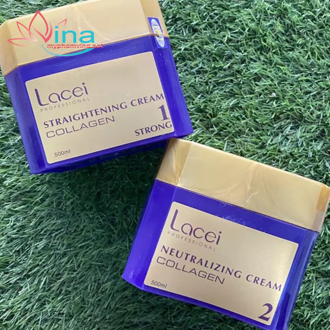 Bộ dập duỗi tóc Collagen Lacei cao cấp siêu bóng mềm 500mlx2