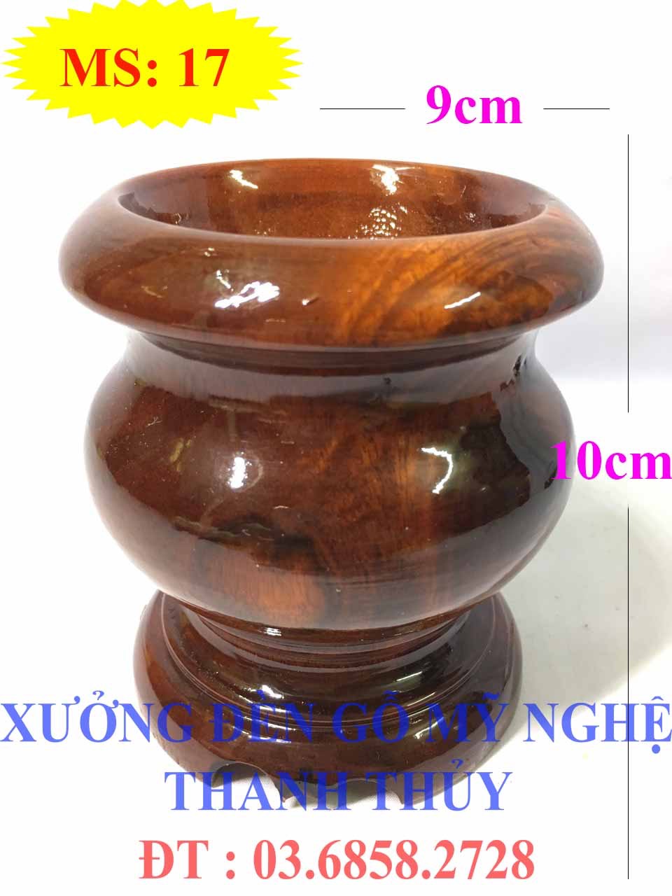 Bát nhang (lư hương) hàng đẹp chất lượng- Gỗ tràm -MS: 17