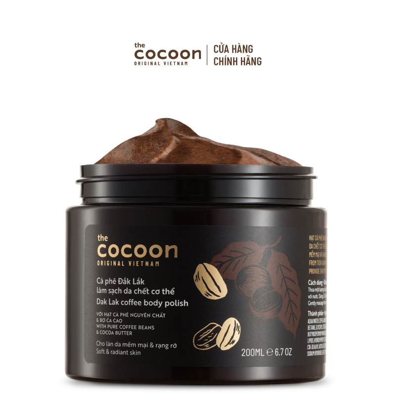 Tẩy da chết cơ thể cà phê Đắk Lắk Cocoon cho làn da mềm mại và rạng rỡ 200ml cao cấp