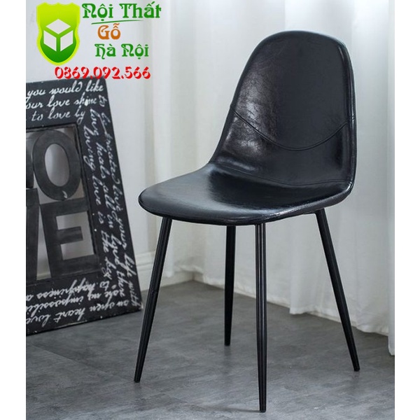Ghế Eames Da Bò, Ghế Eames Bọc Da chân Sắt Cao Cấp ( Hàng Nhập Khẩu)