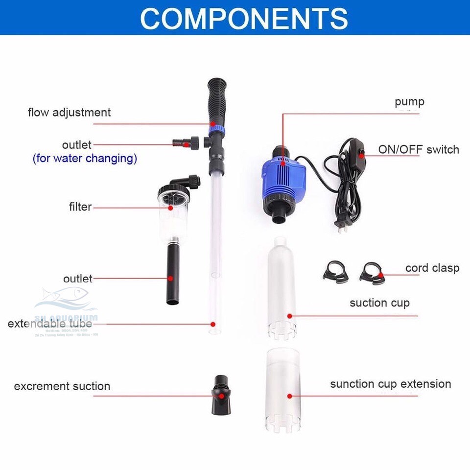 [HOÀN TIỀN 10%]MÁY HÚT CẶN BỂ CÁ SUNSUN HXS 02