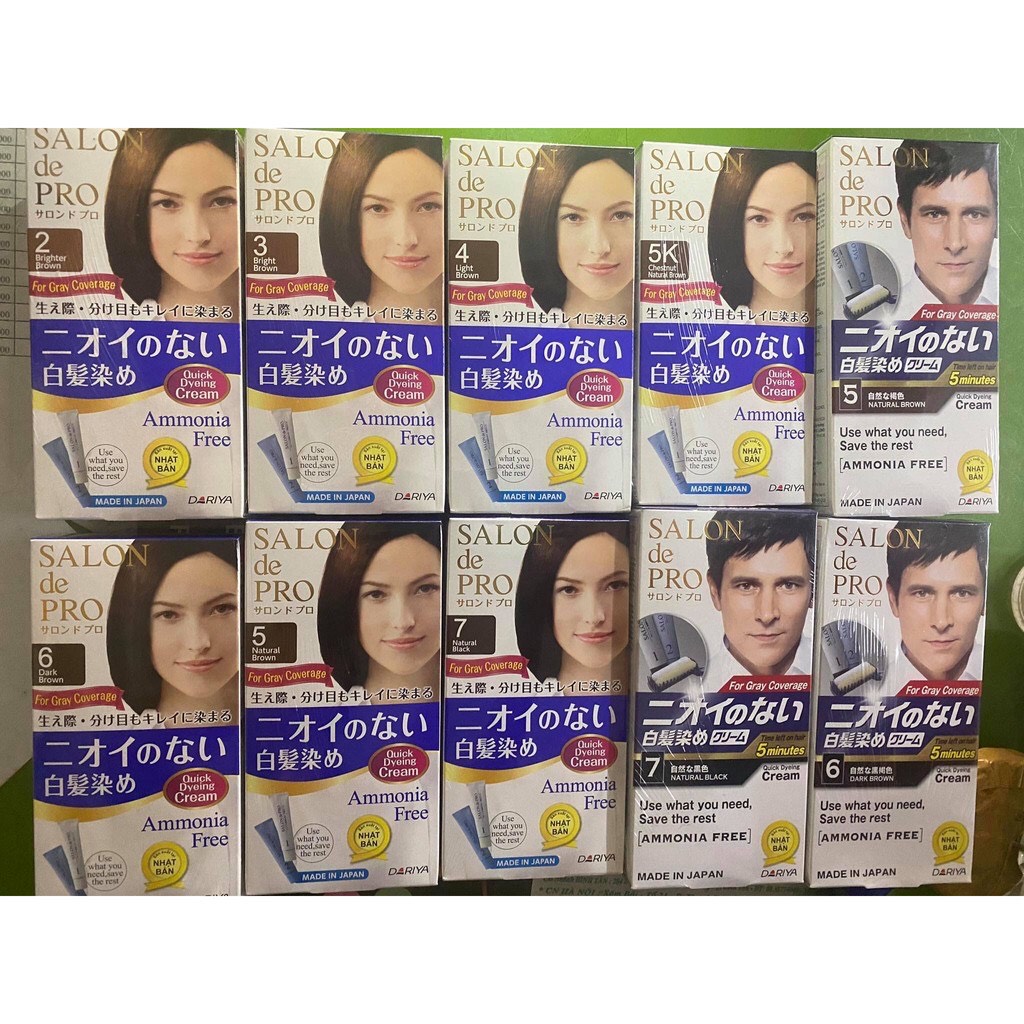 (NHẬP KHẨU NHẬT) Thuốc nhuộm tóc phủ bạc Salon de Pro