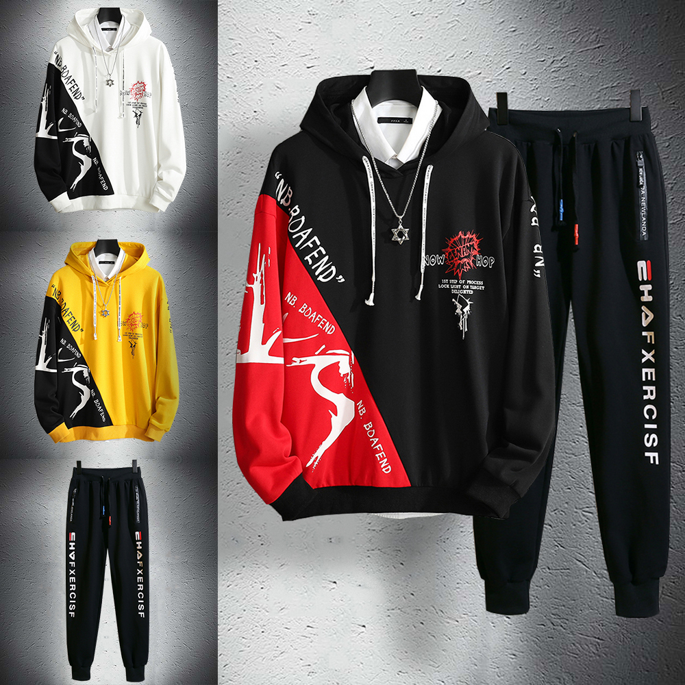 Bộ Quần Áo Nỉ Nam Thu Đông Áo Hoodies ROAFEND Có Mũ Trùm Đầu Phối 2 Màu Trẻ Trung Kết Hợp Với Quần Jogger Phối Chữ Thể Thao Năng Động Thời Trang Hàn Quốc Hot Hit FORYOU SET GHEP TOP 129 + JOGGER 75