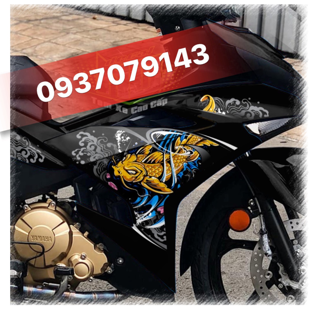 Tem rời xe Exciter 150 cá chép dán xe đen