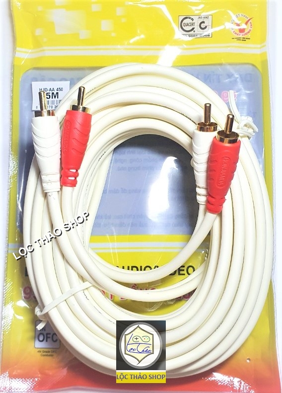 [HCM]Cáp loa 4 đầu hoa sen RCA dài 5M cao cấp (Dây AV 4 đầu)