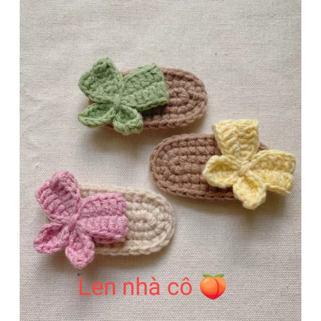 [ Handmade ] KẸP TÓC LEN HÌNH NƠ