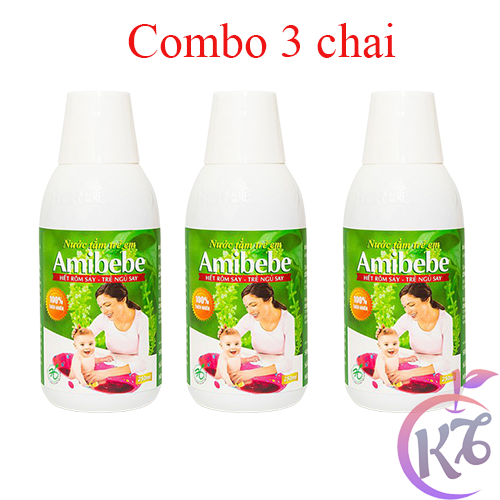 Combo 3 chai nước tắm Amibebe 250ml ngừa rôm sẩy, mụn nhọt cho trẻ - nước tắm thảo duoc an toàn cho bé