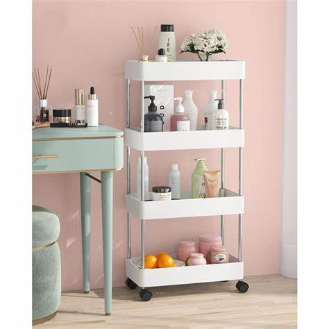kệ xe đẩy 4 tầng có bánh xe