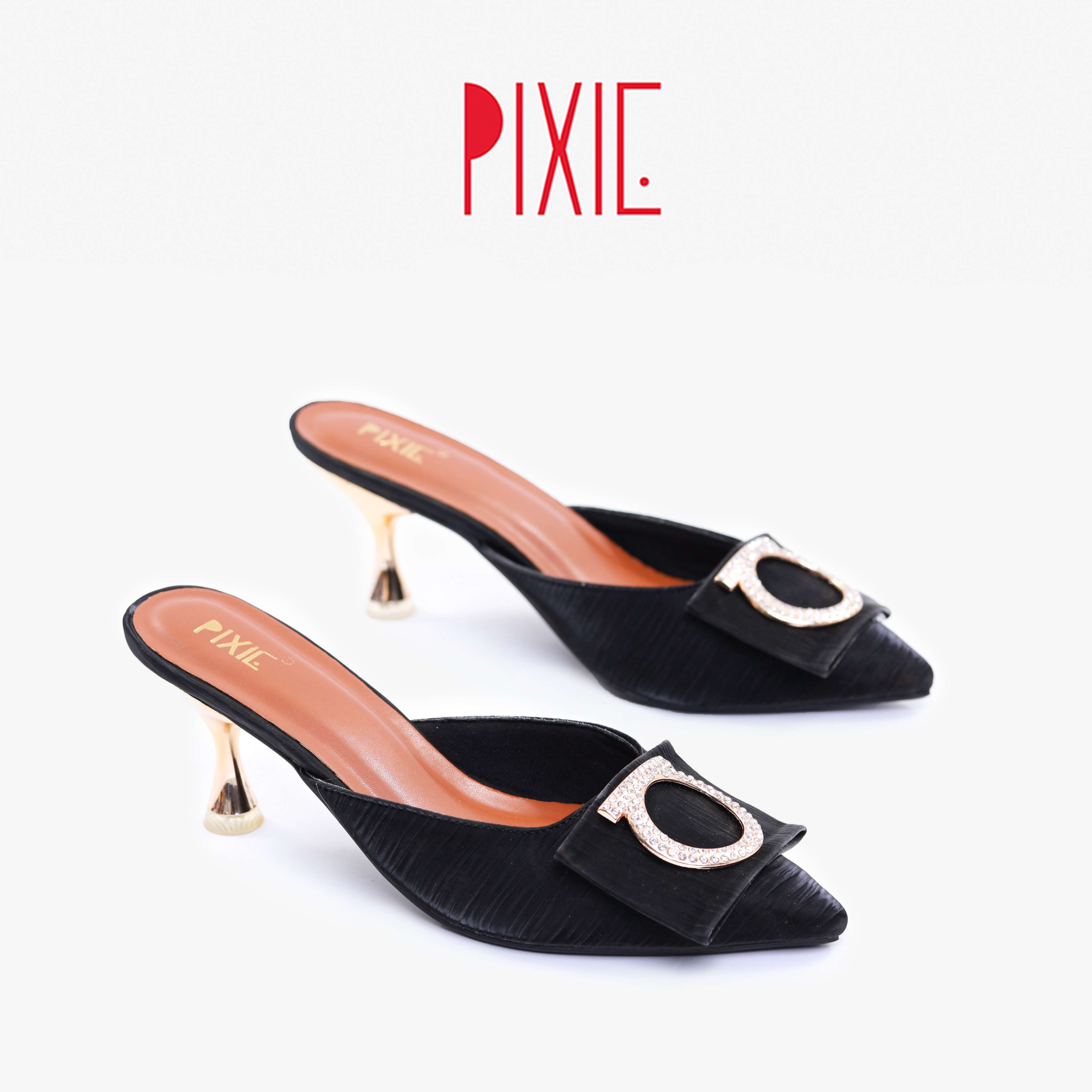 Giày Sục Cao Gót 5cm Mũi Nhọn Khóa Tròn Pixie X616